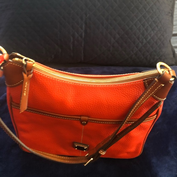 Orange Pebble Grain AWL Dooney &Bourke Double Strap Purse - Picture 7 of 13